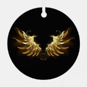 Gouden engelenvleugels op een zwarte achtergrond metalen ornament (Achterkant)