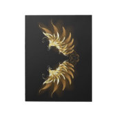 Gouden engelenvleugels op een zwarte achtergrond notitieblok (Linkerzijde)