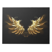 Gouden engelenvleugels op een zwarte achtergrond notitieblok (Voorkant)