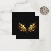 Gouden engelenvleugels op een zwarte achtergrond notitiekaartje (Voorkant / Achterkant in situ)