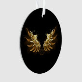 Gouden engelenvleugels op een zwarte achtergrond ornament (voorkant)