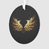Gouden engelenvleugels op een zwarte achtergrond ornament (voorkant)