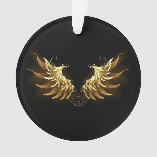 Gouden engelenvleugels op een zwarte achtergrond ornament (voorkant)
