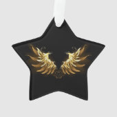 Gouden engelenvleugels op een zwarte achtergrond ornament (achterkant)