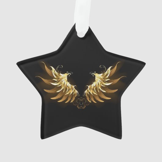 Gouden engelenvleugels op een zwarte achtergrond ornament (achterkant)
