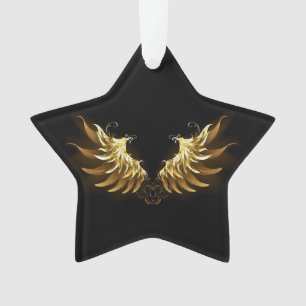 Gouden engelenvleugels op een zwarte achtergrond ornament