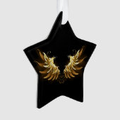 Gouden engelenvleugels op een zwarte achtergrond ornament (voorkant)