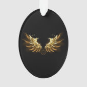 Gouden engelenvleugels op een zwarte achtergrond ornament (achterkant)