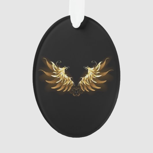 Gouden engelenvleugels op een zwarte achtergrond ornament (achterkant)