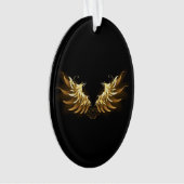 Gouden engelenvleugels op een zwarte achtergrond ornament (voorkant)