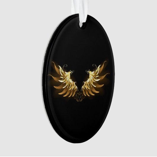 Gouden engelenvleugels op een zwarte achtergrond ornament (voorkant)