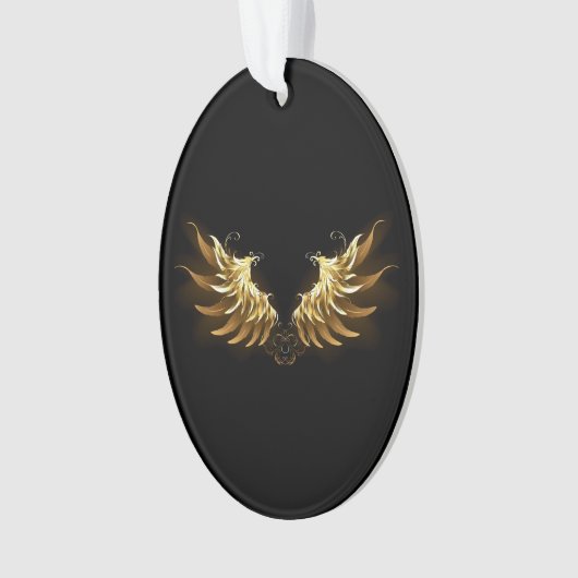 Gouden engelenvleugels op een zwarte achtergrond ornament (voorkant)