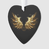 Gouden engelenvleugels op een zwarte achtergrond ornament (voorkant)