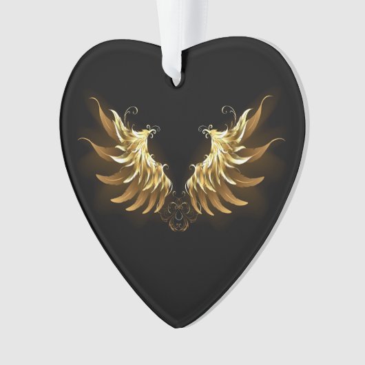 Gouden engelenvleugels op een zwarte achtergrond ornament (voorkant)
