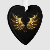 Gouden engelenvleugels op een zwarte achtergrond ornament (voorkant)