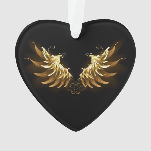 Gouden engelenvleugels op een zwarte achtergrond ornament (achterkant)