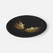 Gouden engelenvleugels op een zwarte achtergrond papieren bordje (Gekanteld)