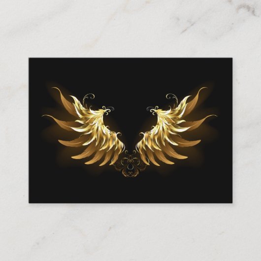Gouden engelenvleugels op een zwarte achtergrond plaatskaartje (Voorkant)