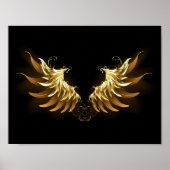 Gouden engelenvleugels op een zwarte achtergrond poster (Voorkant)