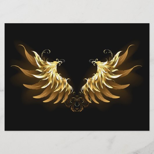 Gouden engelenvleugels op een zwarte achtergrond programmakaart (Voorkant)