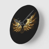 Gouden engelenvleugels op een zwarte achtergrond ronde klok (Hoek)