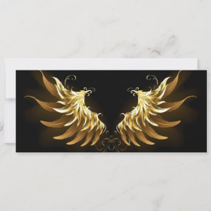 Gouden engelenvleugels op een zwarte achtergrond save the date