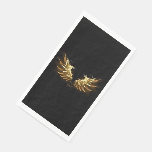 Gouden engelenvleugels op een zwarte achtergrond servet (Hoek)