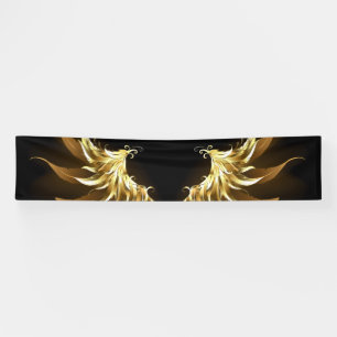 Gouden engelenvleugels op een zwarte achtergrond spandoek