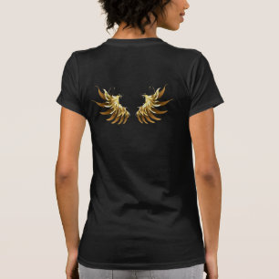 Gouden engelenvleugels op een zwarte achtergrond t-shirt