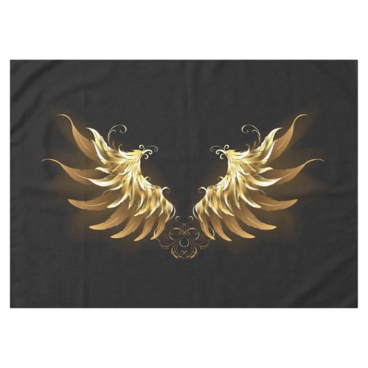 Gouden engelenvleugels op een zwarte achtergrond tafelkleed (Voorkant (Horizontaal))