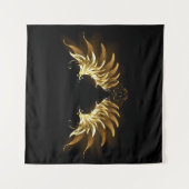Gouden engelenvleugels op een zwarte achtergrond wandkleed (Voorkant)