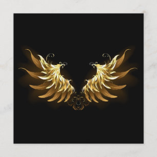 Gouden engelenvleugels op zwarte achtergrond advieskaart