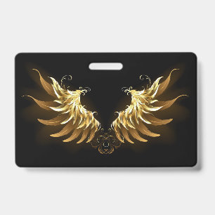 Gouden engelenvleugels op zwarte achtergrond badge