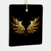 Gouden engelenvleugels op zwarte achtergrond keramisch ornament (Rechts)