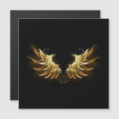 Gouden engelenvleugels op zwarte achtergrond magnetische uitnodiging (Voorkant / Achterkant)