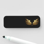 Gouden engelenvleugels op zwarte achtergrond naamplaatje (In situ)