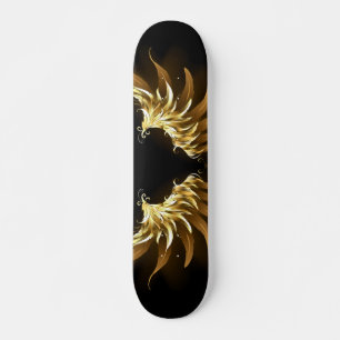 Gouden engelenvleugels op zwarte achtergrond persoonlijk skateboard