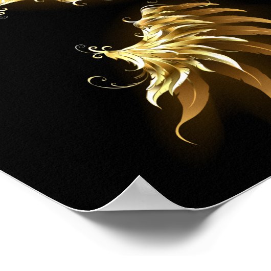Gouden engelenvleugels op zwarte achtergrond poster (Hoek)