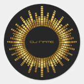 Gouden Equalizer DJ Naam Ronde Sticker (Voorkant)