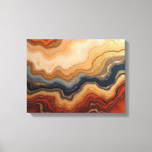 Gouden Erosie – 16"x 12" Abstracte Vloeistof Canvas Afdruk