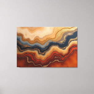 Gouden Erosie – 36"x24" Abstracte Vloeistof Canvas Afdruk