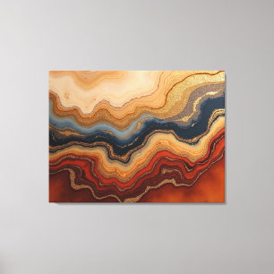 Gouden Erosie – 40"x 32" Abstract Vloeibaar Canvas Afdruk