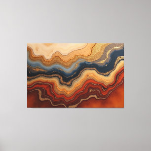 Gouden Erosie – 60"x 40" Abstracte Vloeistof Canvas Afdruk
