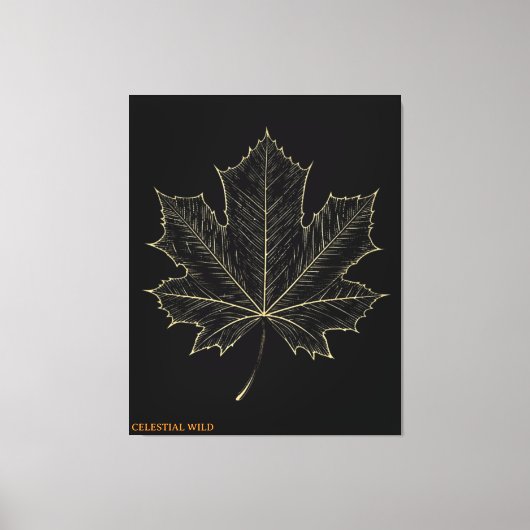 Gouden Esdoornblad Botanische Kunst Canvas Cadeau Afdruk (Voorkant)