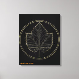 Gouden Esdoornblad Cirkel Botanisch Kunst Canvas C Afdruk