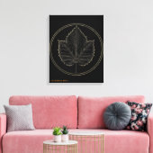 Gouden Esdoornblad Cirkel Botanisch Kunst Canvas C Afdruk (Insitu (Woonkamer))