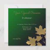 Gouden esdoornbladeren in Smaragdgroene gradiënt Kaart (Achterkant)