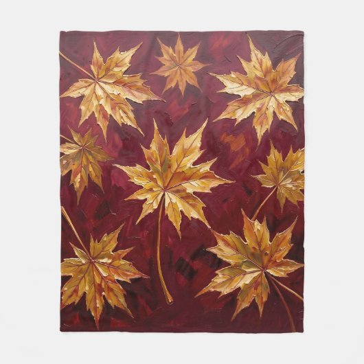 Gouden esdorenbladeren Herfst Schilderij Fleece Deken (Voorkant)