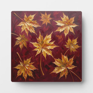 Gouden esdorenbladeren Herfst Schilderij Fotoplaat