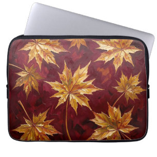 Gouden esdorenbladeren Herfst Schilderij Laptop Sleeve